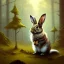 Placeholder: frank frazetta style, cute rabbit in the forest clearing