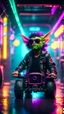 Placeholder: portrait of Hairy Gremlin pimp ninja yoga cyber punk in flying hipster tractor parked in dark neon lit reflective misty wet arcade hall tunnel,bokeh like f/0.8, tilt-shift lens 8k, high detail, smooth render, down-light, unreal engine, prize winning