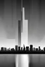 Placeholder: realistic yet simple city skyline in black and white