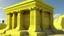 Placeholder: A pale greenish yellow sun temple designed in ancient Egyptian architectures and sculptures