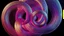 Placeholder: 3d structures recursive made of a metallic random color ribon thick line art of circlular objects ,pretty gallaxy background