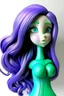 Placeholder: Purple girl face with rubber effect in all body with mint long rubber effect hair