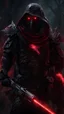 Placeholder: dark fantasy, close up ranger, preparing to shoot, intricate details, insane details, volumetric lighting, ominous atmosphere, ominous lights, spectral atmosphere, red sparkles, random scenario