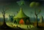 Placeholder: An olive green Halloween themed circus painted by Ivan Aivazovsky