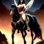 Placeholder: ultra detailed portrait of beautiful Vampirella Riding a black horse,wearing plate armor, extremely detailed digital painting, in the style of FRANK FRAZETTA and Earl Norem and fenghua zhong and ruan jia and jeremy lipking and peter mohrbacher, mystical colors, rim light, beautiful lighting, 8 k, stunning scene, raytracing