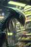 Placeholder: Alien shopping,highly detailed, artstation, sharp focus,4k