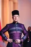 Placeholder: Elon Musk i n Azerbeyjan traditional costum color full ,upper body ,blury background ,closeup ,sharp focus