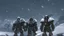 Placeholder: 3 Warriors in blizzard, comic style