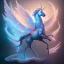 Placeholder:  surreal unicorn with glowing wings, glowing soft and smooth wings, shadow, abstract surreal fantasy art, highly detailed, intricate patterns on wings, soft studio lighting, smooth dark blue background 64k