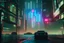 Placeholder: Cyberpunk district with giant foggy skyscarpers, cars, FoV: 100, HD, Unreal Engine 4, heavy rain, rainy streets reflection, neon signs, low contrast, grainy, less color, titanfall,