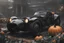 Placeholder: Venom machine in nier automata artstyle, pumpkin, halloween them, winter, close picture, fantasy world, intricate details, highly detailed, high details, detailed portrait, masterpiece,ultra detailed, ultra quality