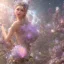 Placeholder: one big crystal subtle flower in a galactic ambiance with a beautiful fairy, transparent petals, delicate colors, in the foreground, full of details, smooth, bright sunshine，soft light atmosphere, concept art, smooth, extremely sharp detail, finely tuned detail, ultra high definition, 8 k, unreal engine 5, ultra sharp focus