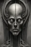 Placeholder: The face of a king with a hairy head a thin line draw ، front view camera, decayed and rotting with grotesque proportions and imagery. surreal horror, biomechanical design, by hr giger and beksinski , fine lines draw