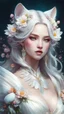 Placeholder: (Full View ultrarealistic Portrait ethereal fantasy hybrid white tigress wearing beautiful gown, flowers, spirituality, 4k digital masterpiece by Anna Dittman and Alberto Seveso Ruan Jia, rossdraws, artgerm and greg rutkowski and alphonse mucha and loish and WLOP, fantasycore, Hyperdetailed, realistic digital painting, soft lighting, featured on Artstation)), dark background, mid shot, full body, neutral expression, ultra realistic, highres, superb, 8k wallpaper, extremely detailed, intricate, l