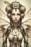 Placeholder: a very cute and wonderfull fairy young woman robot, very detailed dragonfly's wings