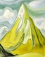 Placeholder: A light pale yellow electrical mountain painted by Pablo Picasso
