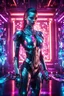 Placeholder: Photography High detailed super model beautiful woman as DJ body robot in disco club playing music DJ,with cybernetic elements on metal armor futuristic, neon lights reflections,intricate design and details, dramatic lighting, Cinematic lighting, Volumetric lighting, Epic composition, Photorealism, Bokeh blurry