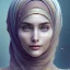 Placeholder: close up portrait of woman in hijab, fine detail, highly intricate, modern surrealism painting, defined cracks and breaks, high-quality, volumetric lighting, 8k, ultrahd, George Grie, Marco Escobedo, Igor Morski,Brian Froud, Howard Lyon, Selina French,