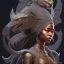 Placeholder: sango fantasy, fantasy magic, intricate, sharp focus, illustration, highly detailed, digital painting, concept art, matte, artgerm and paul lewin and kehinde wiley, masterpiece Asian lady black panther Papu New Guina pyramid black silver space lady space blood moon galaxy