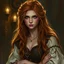 Placeholder: a beautiful fantasy woman, young, long ginger hair, medieval, troubled, tavern wench, fantasy art