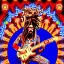 Placeholder: TRIPPY, ACID, LSD, WOODSTOCK, hippie Santa playing electric guitar, psychedelic, peace sign, MUSHROOMS, dreadlocks