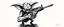 Placeholder: airbrush with pen outline, mongrel goblin gremlin holding uzi