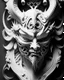 Placeholder: highly detailed beautiful organic molding, art nouveau, sharp focus, dynamic lighting, elegant harmony, beauty, masterpiece , only oni mask, cyberpunk, white and black, 2d