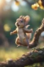 Placeholder: daisy slow motion jumping squirrel elf in angry talking mutant tree, bokeh like f/0.8, tilt-shift lens 8k, high detail, smooth render, down-light, unreal engine, prize winning