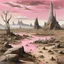 Placeholder: A grayish pink magical wasteland with rune rocks painted by Salvador Dali