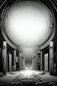 Placeholder: light hole tunnel in the dark, environment, greyscale