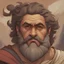 Placeholder: Rough paint art, tcg art, Odysseus in the style of Disney's Hercule