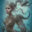 Placeholder: sango fantasy, fantasy magic, intricate, sharp focus, illustration, highly detailed, digital painting, concept art, matte, artgerm and paul lewin and kehinde wiley, masterpiece sexy lips Asian afro lips black African lady body mermaid turquoise Dragon head silver space lady sea under water mermaid pretty skull