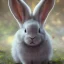 Placeholder: fantasy magic, sharp focus, illustration, highly detailed, digital painting, concept art, art germ and Paul Lewin and Kehinde Wiley, masterpiece silver solo rabbit, dark blue aye