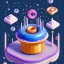 Placeholder: 100mm photo of isometric floating donut in the sky, surreal donut with sprinkles, intricate, high detail, behance, microworlds smooth, macro sharp focus, centered