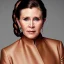 Placeholder: analog style photography, Beautiful photorealistic close up face of carrie fisher, soft ethereal skin, studio lighting, sharp brown eyes, dark plain background