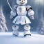 Placeholder: smooth hyper realistic, beautiful Japanese snow knight robot in crown, pale colors, dark cosmos background, extremely sharp detail, finely tuned detail, ultra high definition, 8 k, unreal engine 5, ultra sharp focus, accurate sword wings, positive smile, lot of details, fit within portrait, Ambiance winter, perfect composition, perfect hair, perfect hands, finger up gestures