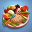 Placeholder: background is illustration of food 3d style. HD