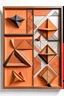 Placeholder: Wall-mounted tangram puzzle with a mix of terracotta and geometric pieces.