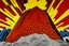 Placeholder: A red volcano with brimstone crystals painted by Roy Lichtenstein