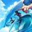 Placeholder: anime boy, surfer boy, surf, waves, perfect wave, detail on hands and face