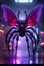 Placeholder: Volumetric fog gremlin spider butterfly lights,paradise sacred geometry framed playing card, black, red, spore and purple neon fire cyber punk dancer thief in soaked rain coat shadows boss card in the style of giger and fallout 4 ,,bokeh like f/0.8, tilt-shift lens 8k, high detail, smooth render, down-light, unreal engine