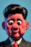 Placeholder: Waist up muppet Portrait, Kim Jong-un muppet doll, black suit, photo studio, red background, unreal engine 5, concept art, art station, god lights, ray tracing, RTX, lumen lighting, ultra detail, volumetric lighting, 3d.