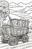 Placeholder: coloring page, hay wagon, cartoon style, thick lines, low detail, no shading