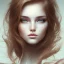 Placeholder: Young women , delicate, friendly, soft eyes, brown eyes, brown haar, abstract art,round warm look, misterous look