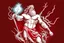 Placeholder: Detailed and realistic illustration of Greek god Zeus holding holding lightning. Vintage style illustration. Red and white lightning. Ultra high resolution.