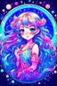 Placeholder: Cosmic Fantasy, Ethereal Guardian Magical Girls, Celestial Companions, Digital art, Enchanting Art, Magical girl Characters, adoptable, Adoptables, Nebula Patterns, Mesmerizing Colors, Surreal Glow, Cosmic Themes, Whimsical Fantasy, Cosmic Beauty, Enigmatic Eyes, cutesy chibi anime style, clean lineart, solid color background, extremely detailed, chibi style