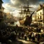 Placeholder: crowded 18th century harbor digital art realistic