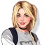 Placeholder: a popular girl, blonde, digital art, stylised, late 2000s, high schooler