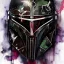 Placeholder: photorealistic the mandalorian helmet with camouflage painting, illustration by <agnes cecile> <Yoji Shinkawa>, ornate and intricate details , soft smooth lighting, concept art, black satin background,