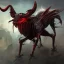 Placeholder: cyborg devil bull with long spider legs and dragon wings, fantasy art, 4k,